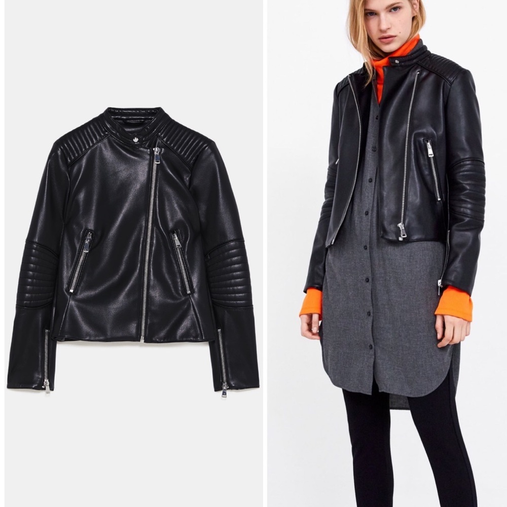 ZARA BIKER VEGAN LEATHER JACKET BRAND NEW WITH TAGS SMALL
